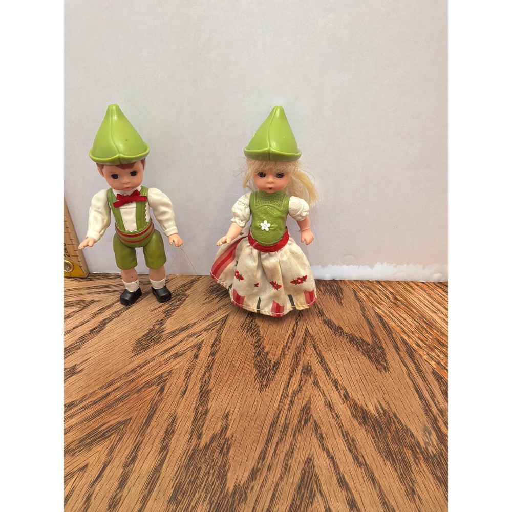 Vintage‎ Kids Alexander Doll Company Miniature German Alpine Dolls 5" Green Red